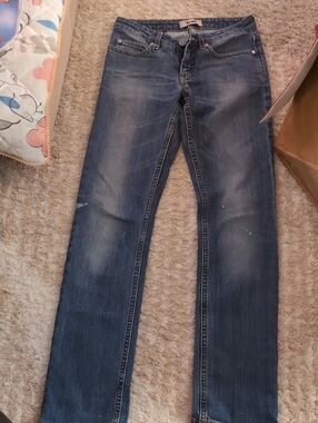 Acne Distressed Blue Slim Straight Jeans
